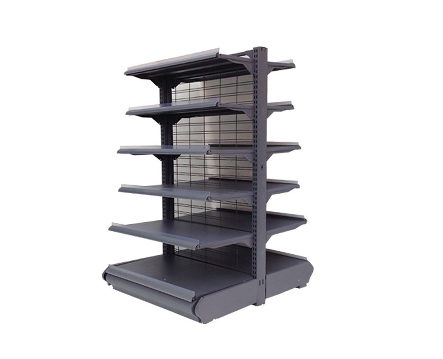 Double-sided shelving with perforated back